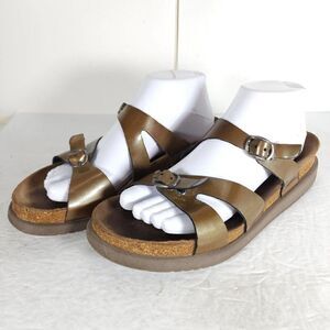 MEPHISTO Women’s Hannel EU40 US9,5 Patent Leather Bronze Strappy Slide Sandals